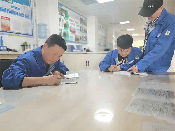 3月9日，化工一班班長王冬冬為徒弟制定學(xué)習(xí)計(jì)劃，主操李軍強(qiáng)為徒弟王浩男答疑(1).png